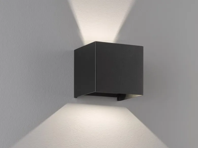 LED Updown Wandleuchte WALL Schwarz für Innen & Außen, Quadrat 10cm