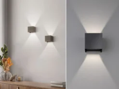 LED Updown Wandleuchte WALL Schwarz für Innen & Außen, Quadrat 10cm