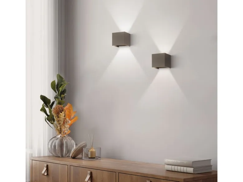 LED Updown Wandleuchte WALL Schwarz für Innen & Außen, Quadrat 10cm