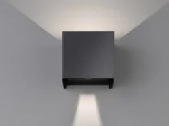 LED Updown Wandleuchte WALL Schwarz für Innen & Außen, Quadrat 10cm