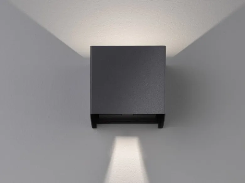 LED Updown Wandleuchte WALL Schwarz für Innen & Außen, Quadrat 10cm