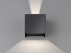 LED Updown Wandleuchte WALL Schwarz für Innen & Außen, Quadrat 10cm