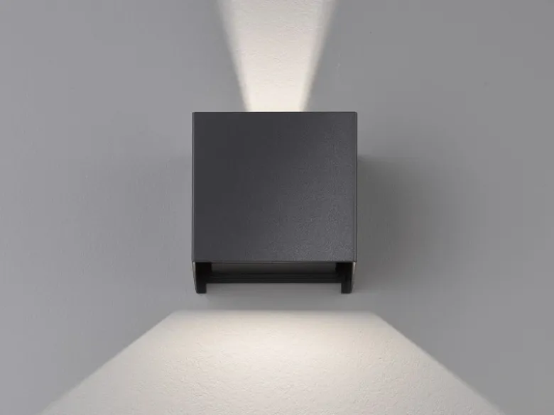 LED Updown Wandleuchte WALL Schwarz für Innen & Außen, Quadrat 10cm