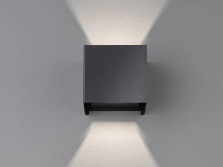 LED Updown Wandleuchte WALL Schwarz für Innen & Außen, Quadrat 10cm