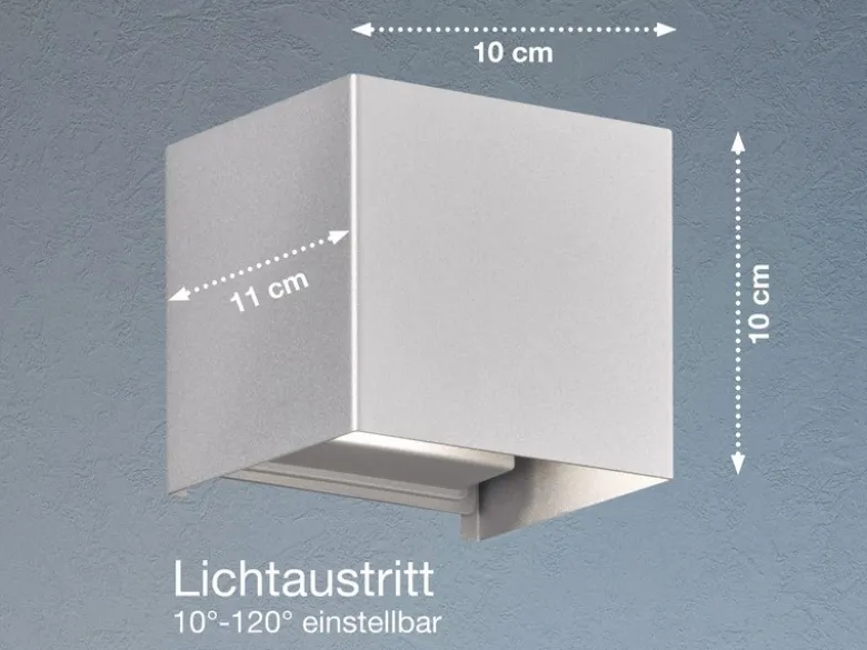 LED Updown Wandleuchte WALL Silber für Innen & Außen - 10cm breit