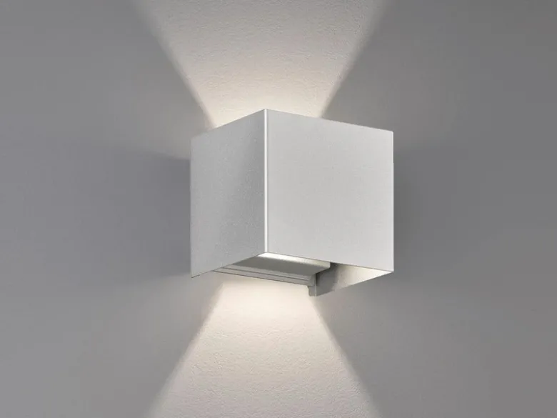 LED Updown Wandleuchte WALL Silber für Innen & Außen - 10cm breit