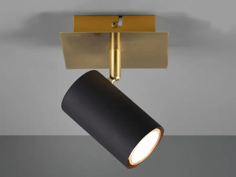 LED Wand- & Deckenstrahler Metall Schwarz Gold, Breite 12cm