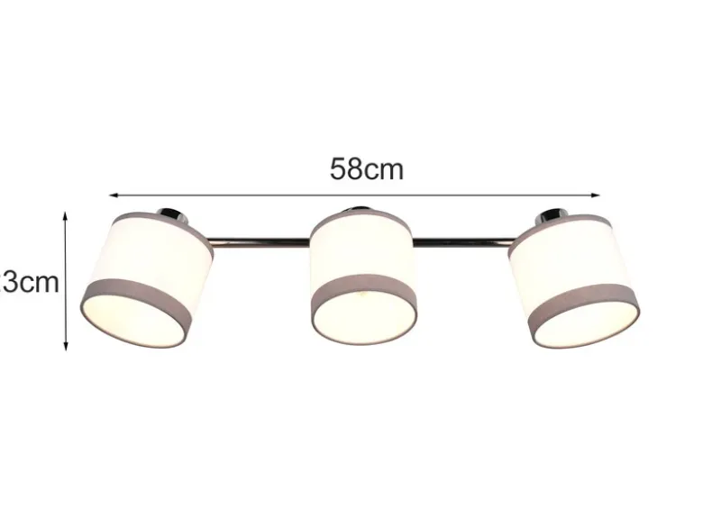 LED Wand- & Deckenstrahler mit Stoffschirmen in Weiß/Grau, Breite 58cm