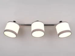 LED Wand- & Deckenstrahler mit Stoffschirmen in Weiß/Grau, Breite 58cm