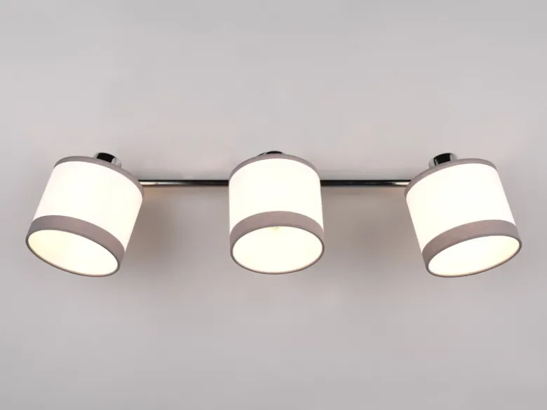 LED Wand- & Deckenstrahler mit Stoffschirmen in Weiß/Grau, Breite 58cm