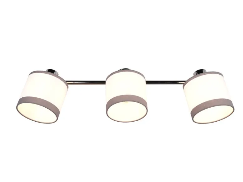 LED Wand- & Deckenstrahler mit Stoffschirmen in Weiß/Grau, Breite 58cm
