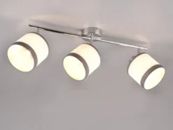 LED Wand- & Deckenstrahler mit Stoffschirmen in Weiß/Grau, Breite 58cm