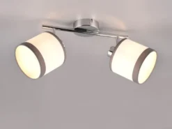LED Wand- & Deckenstrahler mit Stoffschirmen in Weiß/Grau, Breite 35cm
