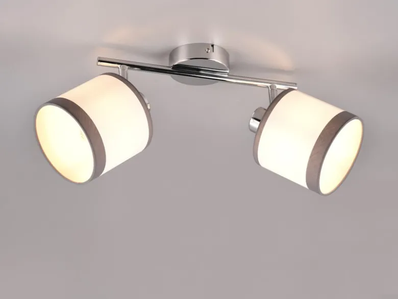 LED Wand- & Deckenstrahler mit Stoffschirmen in Weiß/Grau, Breite 35cm