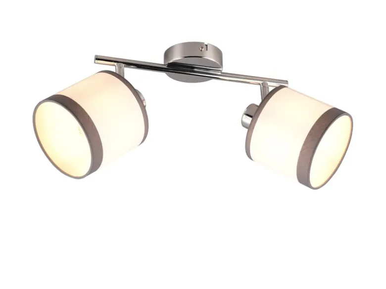 LED Wand- & Deckenstrahler mit Stoffschirmen in Weiß/Grau, Breite 35cm