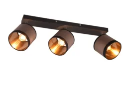 LED Wand- & Deckenstrahler mit Stoffschirmen in Taupe/Gold, Breite 58cm