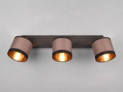LED Wand- & Deckenstrahler mit Stoffschirmen in Taupe/Gold, Breite 58cm
