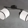 LED Wand- & Deckenstrahler mit Stoffschirm in Schwarz/Weiß, Breite 35cm