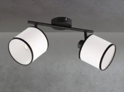 LED Wand- & Deckenstrahler mit Stoffschirm in Schwarz/Weiß, Breite 35cm