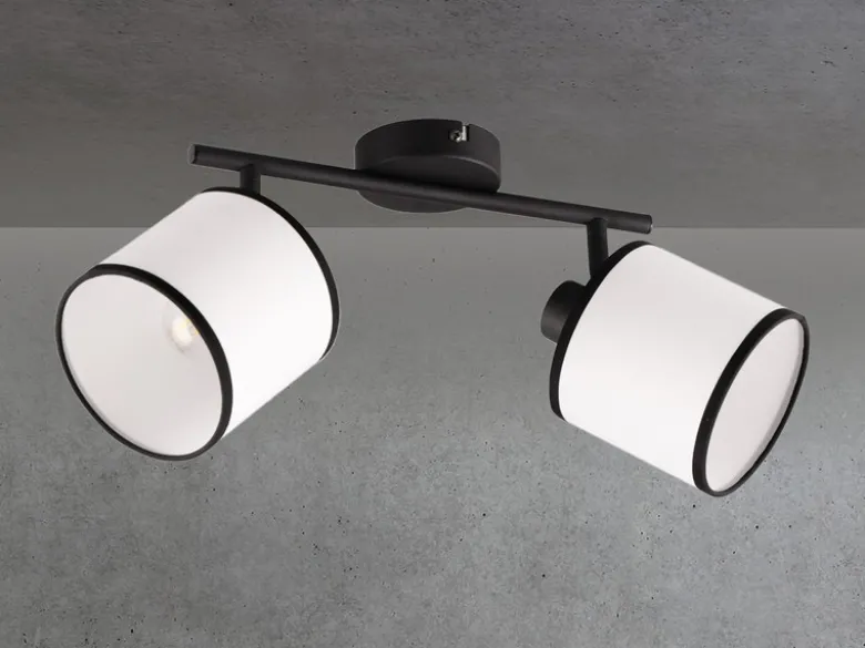LED Wand- & Deckenstrahler mit Stoffschirm in Schwarz/Weiß, Breite 35cm
