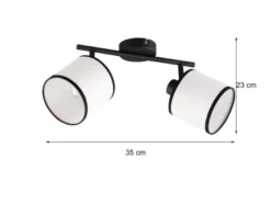 LED Wand- & Deckenstrahler mit Stoffschirm in Schwarz/Weiß, Breite 35cm