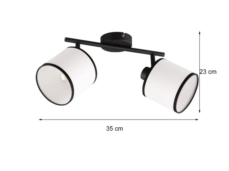 LED Wand- & Deckenstrahler mit Stoffschirm in Schwarz/Weiß, Breite 35cm