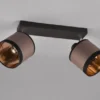 LED Wand- & Deckenstrahler mit Stoffschirmen in Taupe/Gold, Breite 35cm