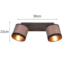 LED Wand- & Deckenstrahler mit Stoffschirmen in Taupe/Gold, Breite 35cm