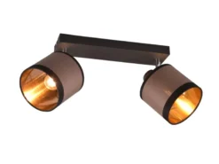 LED Wand- & Deckenstrahler mit Stoffschirmen in Taupe/Gold, Breite 35cm