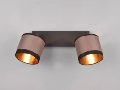 LED Wand- & Deckenstrahler mit Stoffschirmen in Taupe/Gold, Breite 35cm