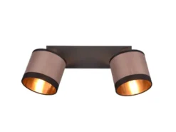 LED Wand- & Deckenstrahler mit Stoffschirmen in Taupe/Gold, Breite 35cm