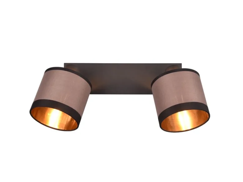 LED Wand- & Deckenstrahler mit Stoffschirmen in Taupe/Gold, Breite 35cm