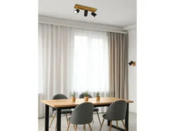 LED Wand- & Deckenstrahler Schwarz mit Holz, Breite 9cm