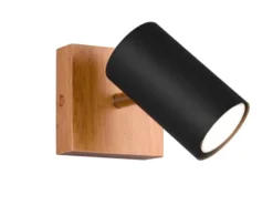 LED Wand- & Deckenstrahler Schwarz mit Holz, Breite 9cm