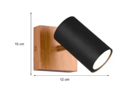 LED Wand- & Deckenstrahler Schwarz mit Holz, Breite 9cm