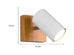 LED Wand- & Deckenstrahler Weiß mit Holz, Breite 9cm