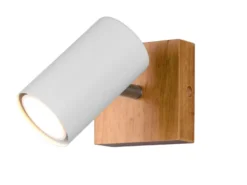 LED Wand- & Deckenstrahler Weiß mit Holz, Breite 9cm