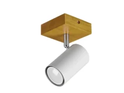 LED Wand- & Deckenstrahler Weiß mit Holz, Breite 9cm