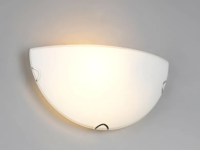 LED Wandlampe halbrund Glas Weiß, Breite 30cm