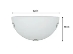 LED Wandlampe halbrund Glas Weiß, Breite 30cm