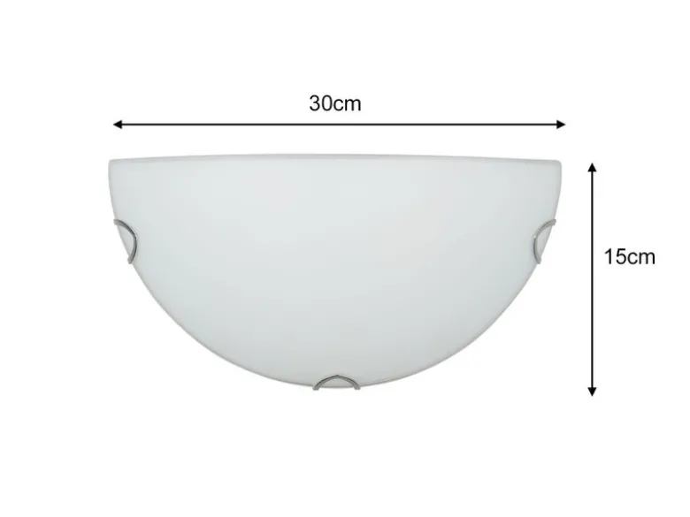 LED Wandlampe halbrund Glas Weiß, Breite 30cm