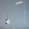 LED Wandlampe RAIK Silber mit Stecker, Leselampe mit Gestensteuerung, Breite 8cm