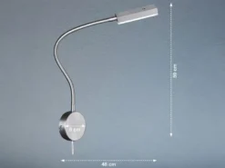 LED Wandlampe RAIK Silber mit Stecker, Leselampe mit Gestensteuerung, Breite 8cm