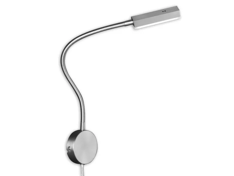 LED Wandlampe RAIK Silber mit Stecker, Leselampe mit Gestensteuerung, Breite 8cm
