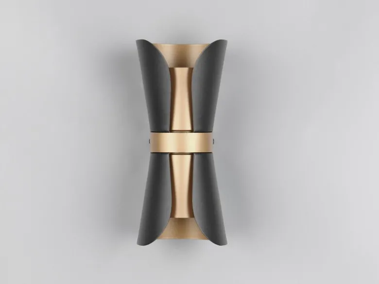 LED Wandlampe Schwarz Gold mit Updown Lichtaustritt, Höhe 21cm