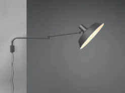LED Wandlampe Schwarz schwenkbar mit Schnurschalter & Stecker, Länge max. 150cm