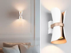 LED Wandlampe Weiß Coffee mit Updown Lichtaustritt, Höhe 21cm
