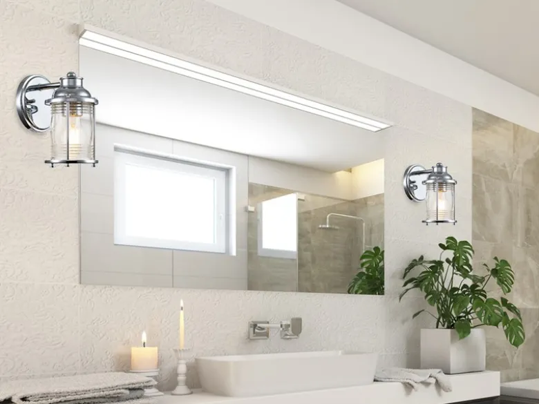 LED Wandlaterne in Chrom für Badezimmer & Wohnraum, Höhe 21cm