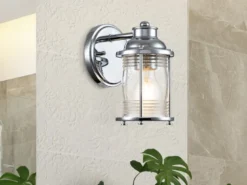 LED Wandlaterne in Chrom für Badezimmer & Wohnraum, Höhe 21cm