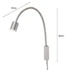 LED Wand Leselampe & Bettlampe JUSTI Silber mit Kabel und Stecker, Breite 6cm